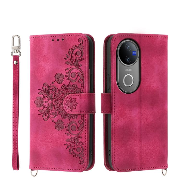 Custodia per telefono in pelle con portafoglio in rilievo con fiori al tatto, For vivo Y39 5G, For vivo Y29s 5G / Y04 4G, For vivo Y29 4G, For vivo V50