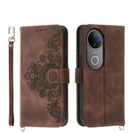 Custodia per telefono in pelle con portafoglio in rilievo con fiori al tatto, For vivo Y39 5G, For vivo Y29s 5G / Y04 4G, For vivo Y29 4G, For vivo V50