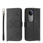 Custodia per telefono in pelle con portafoglio in rilievo con fiori al tatto, For vivo Y39 5G, For vivo Y29s 5G / Y04 4G, For vivo Y29 4G, For vivo V50