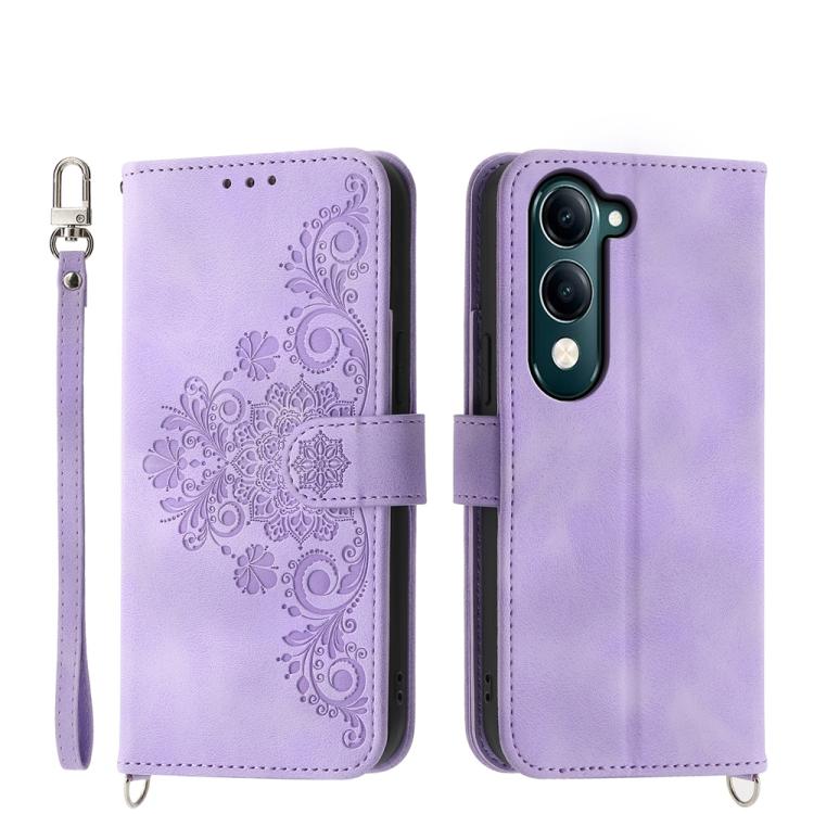 Custodia per telefono in pelle con portafoglio in rilievo con fiori al tatto, For vivo Y39 5G, For vivo Y29s 5G / Y04 4G, For vivo Y29 4G, For vivo V50