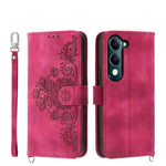Custodia per telefono in pelle con portafoglio in rilievo con fiori al tatto, For vivo Y39 5G, For vivo Y29s 5G / Y04 4G, For vivo Y29 4G, For vivo V50