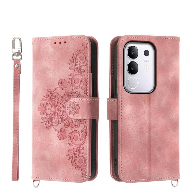 Custodia per telefono in pelle con portafoglio in rilievo con fiori al tatto, For vivo Y39 5G, For vivo Y29s 5G / Y04 4G, For vivo Y29 4G, For vivo V50