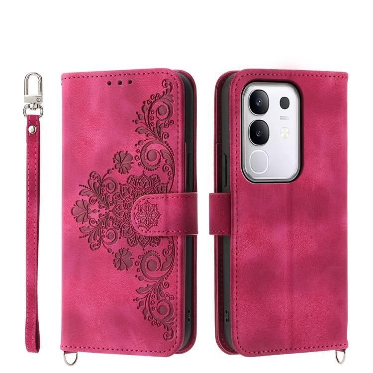 Custodia per telefono in pelle con portafoglio in rilievo con fiori al tatto, For vivo Y39 5G, For vivo Y29s 5G / Y04 4G, For vivo Y29 4G, For vivo V50