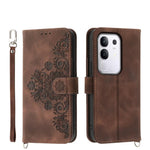 Custodia per telefono in pelle con portafoglio in rilievo con fiori al tatto, For vivo Y39 5G, For vivo Y29s 5G / Y04 4G, For vivo Y29 4G, For vivo V50