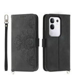Custodia per telefono in pelle con portafoglio in rilievo con fiori al tatto, For vivo Y39 5G, For vivo Y29s 5G / Y04 4G, For vivo Y29 4G, For vivo V50