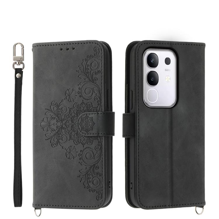 Custodia per telefono in pelle con portafoglio in rilievo con fiori al tatto, For vivo Y39 5G, For vivo Y29s 5G / Y04 4G, For vivo Y29 4G, For vivo V50