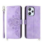 Custodia per telefono in pelle con portafoglio in rilievo con fiori al tatto, For Xiaomi Redmi 12 4G
