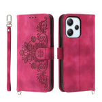 Custodia per telefono in pelle con portafoglio in rilievo con fiori al tatto, For Xiaomi Redmi 12 4G