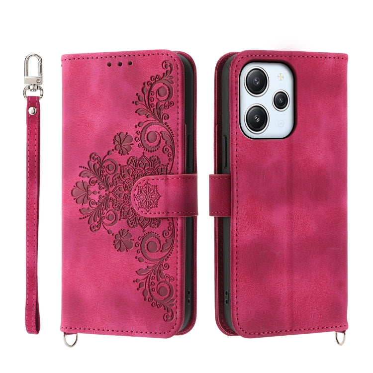 Custodia per telefono in pelle con portafoglio in rilievo con fiori al tatto, For Xiaomi Redmi 12 4G
