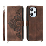 Custodia per telefono in pelle con portafoglio in rilievo con fiori al tatto, For Xiaomi Redmi 12 4G