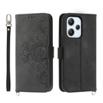 Custodia per telefono in pelle con portafoglio in rilievo con fiori al tatto, For Xiaomi Redmi 12 4G