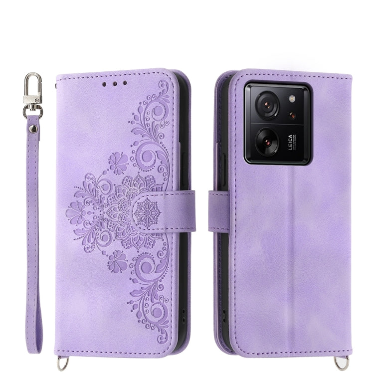 Custodia per telefono in pelle con portafoglio in rilievo con fiori al tatto, For Xiaomi Redmi 13C, For Xiaomi Redmi Note 13 Pro+, For Xiaomi Redmi Note 13 Pro 5G, For Xiaomi 13T