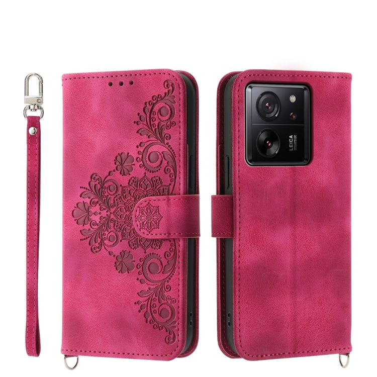 Custodia per telefono in pelle con portafoglio in rilievo con fiori al tatto, For Xiaomi Redmi 13C, For Xiaomi Redmi Note 13 Pro+, For Xiaomi Redmi Note 13 Pro 5G, For Xiaomi 13T