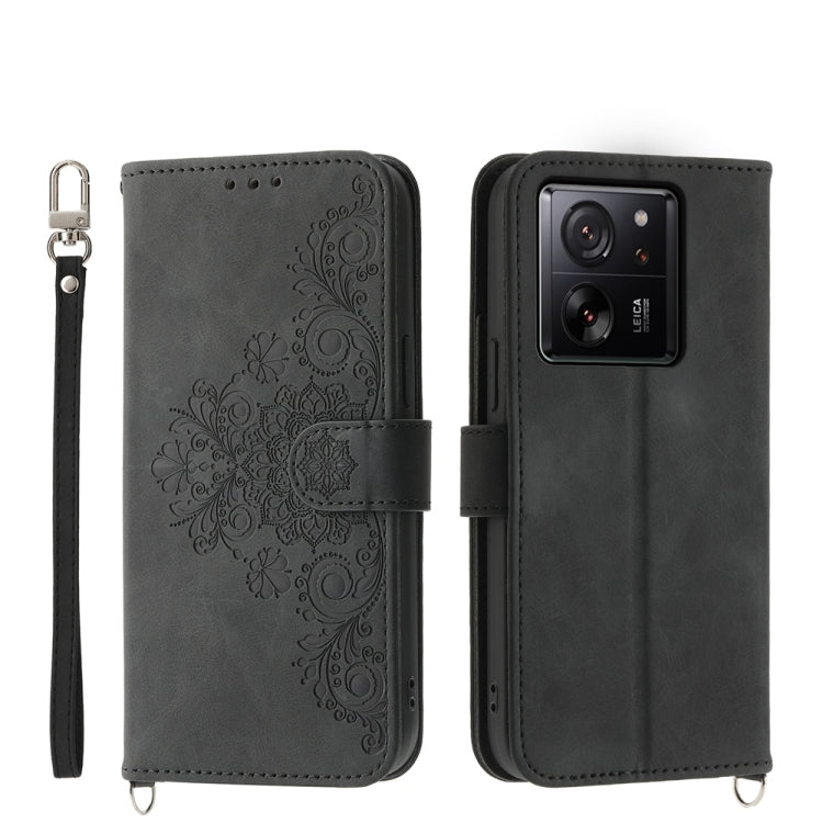 Custodia per telefono in pelle con portafoglio in rilievo con fiori al tatto, For Xiaomi Redmi 13C, For Xiaomi Redmi Note 13 Pro+, For Xiaomi Redmi Note 13 Pro 5G, For Xiaomi 13T