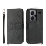 Custodia per telefono in pelle con portafoglio in rilievo con fiori al tatto, For Xiaomi Redmi 13C, For Xiaomi Redmi Note 13 Pro+, For Xiaomi Redmi Note 13 Pro 5G, For Xiaomi 13T