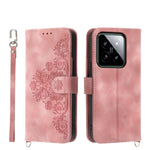 Custodia per telefono in pelle con portafoglio in rilievo con fiori al tatto, For Xiaomi 14 Ultra, For Xiaomi 14 Pro, For Xiaomi 14, For Xiaomi Redmi Note 13 5G