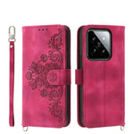 Custodia per telefono in pelle con portafoglio in rilievo con fiori al tatto, For Xiaomi 14 Ultra, For Xiaomi 14 Pro, For Xiaomi 14, For Xiaomi Redmi Note 13 5G