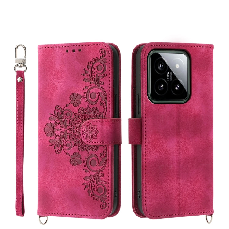 Custodia per telefono in pelle con portafoglio in rilievo con fiori al tatto, For Xiaomi 14 Ultra, For Xiaomi 14 Pro, For Xiaomi 14, For Xiaomi Redmi Note 13 5G
