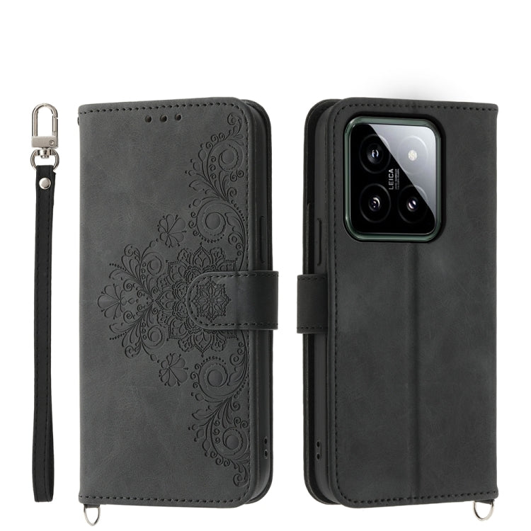 Custodia per telefono in pelle con portafoglio in rilievo con fiori al tatto, For Xiaomi 14 Ultra, For Xiaomi 14 Pro, For Xiaomi 14, For Xiaomi Redmi Note 13 5G