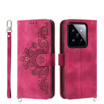 Custodia per telefono in pelle con portafoglio in rilievo con fiori al tatto, For Xiaomi 14 Ultra, For Xiaomi 14 Pro, For Xiaomi 14, For Xiaomi Redmi Note 13 5G