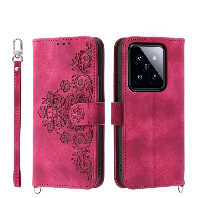 Custodia per telefono in pelle con portafoglio in rilievo con fiori al tatto, For Xiaomi 14 Ultra, For Xiaomi 14 Pro, For Xiaomi 14, For Xiaomi Redmi Note 13 5G