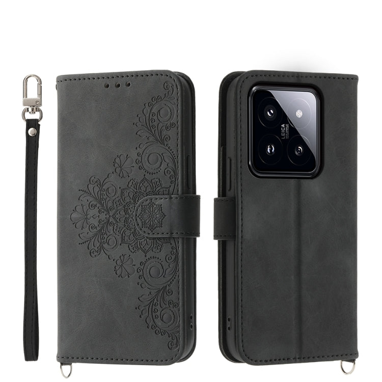 Custodia per telefono in pelle con portafoglio in rilievo con fiori al tatto, For Xiaomi 14 Ultra, For Xiaomi 14 Pro, For Xiaomi 14, For Xiaomi Redmi Note 13 5G