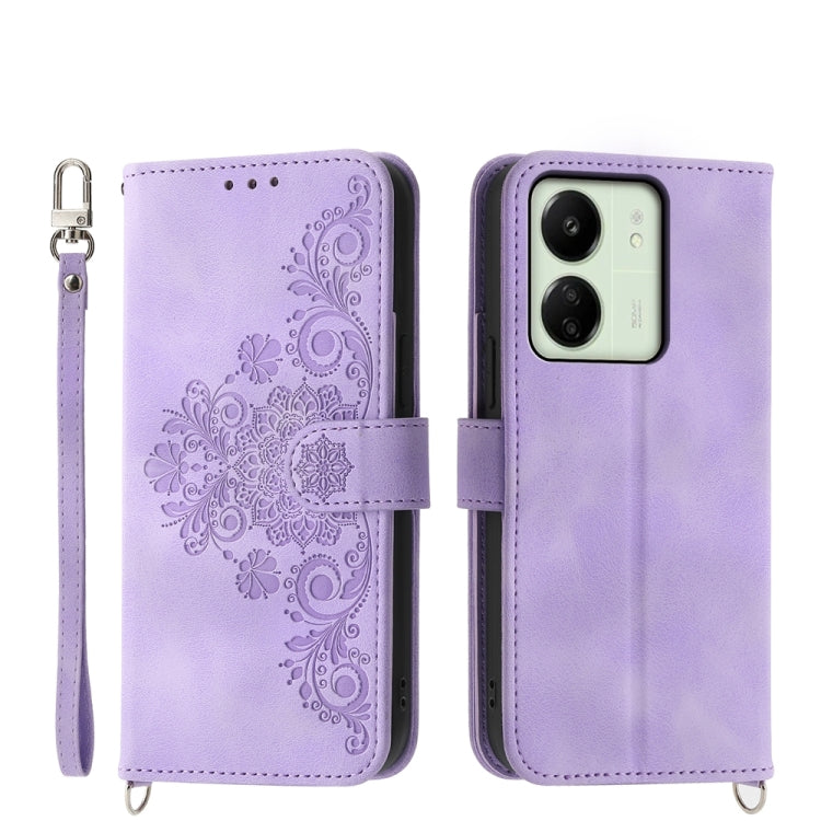 Custodia per telefono in pelle con portafoglio in rilievo con fiori al tatto, For Xiaomi Redmi 13C, For Xiaomi Redmi Note 13 Pro+, For Xiaomi Redmi Note 13 Pro 5G, For Xiaomi 13T