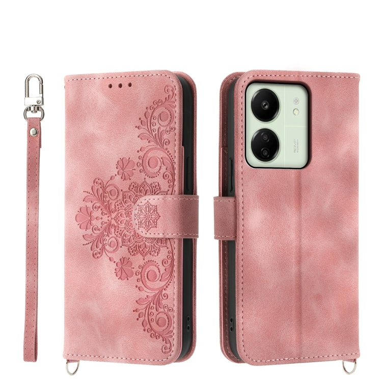Custodia per telefono in pelle con portafoglio in rilievo con fiori al tatto, For Xiaomi Redmi 13C, For Xiaomi Redmi Note 13 Pro+, For Xiaomi Redmi Note 13 Pro 5G, For Xiaomi 13T