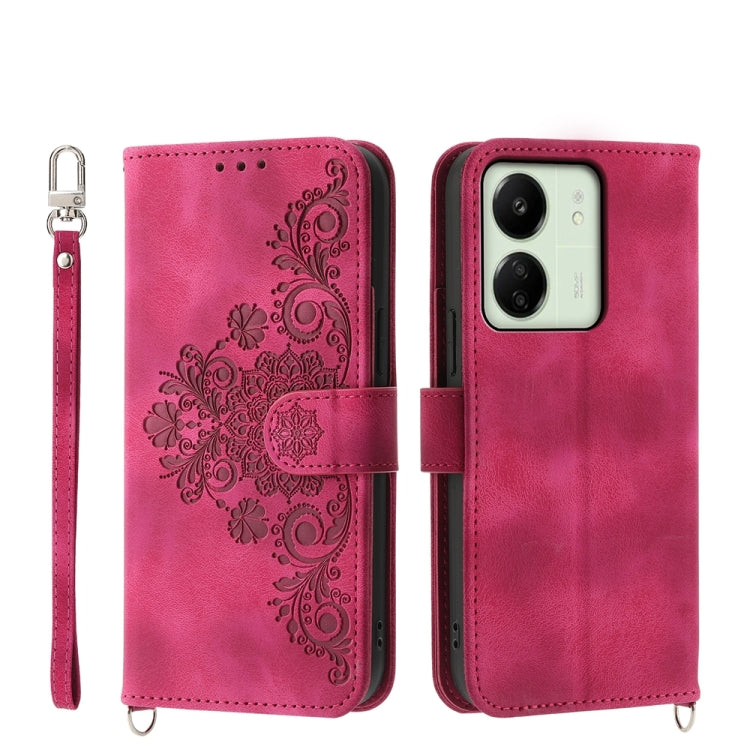 Custodia per telefono in pelle con portafoglio in rilievo con fiori al tatto, For Xiaomi Redmi 13C, For Xiaomi Redmi Note 13 Pro+, For Xiaomi Redmi Note 13 Pro 5G, For Xiaomi 13T