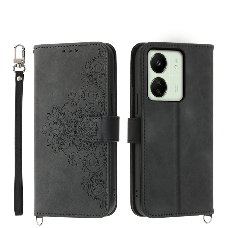 Custodia per telefono in pelle con portafoglio in rilievo con fiori al tatto, For Xiaomi Redmi 13C, For Xiaomi Redmi Note 13 Pro+, For Xiaomi Redmi Note 13 Pro 5G, For Xiaomi 13T