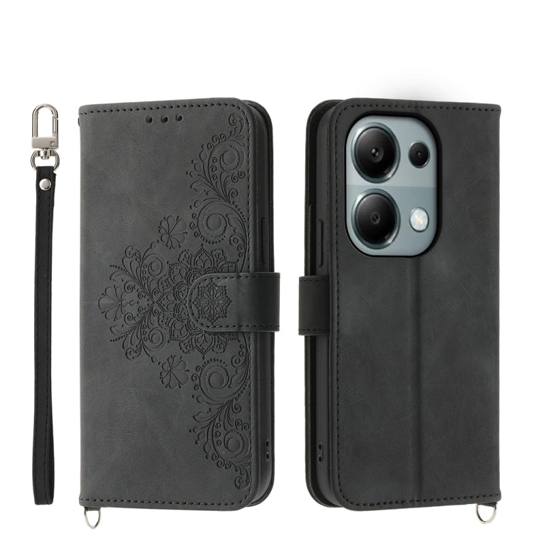 Custodia per telefono in pelle con portafoglio in rilievo con fiori al tatto, For Xiaomi Redmi A3, For Xiaomi Redmi Note 13 Pro 4G, For Xiaomi Redmi Note 13 4G, For Xiaomi Poco X6 Pro 5G