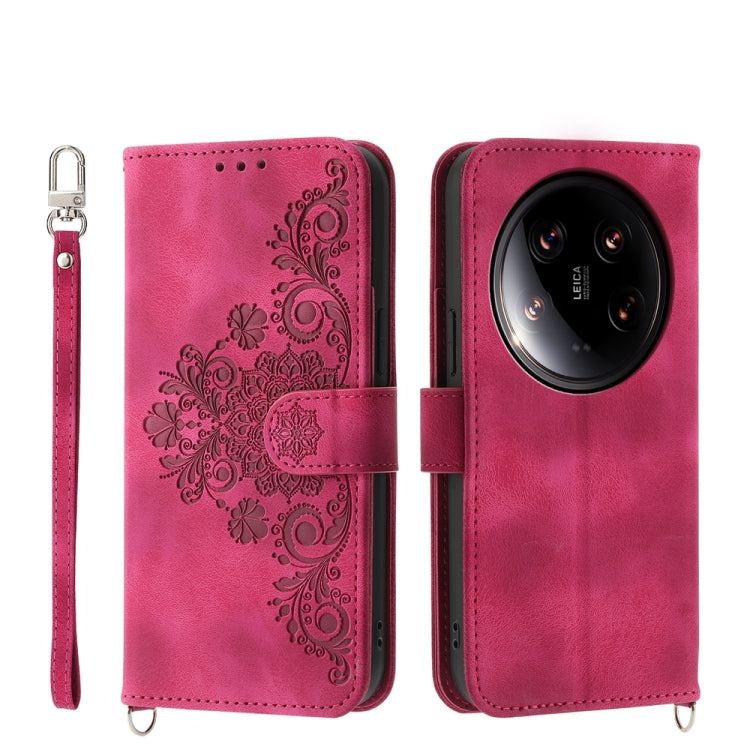Custodia per telefono in pelle con portafoglio in rilievo con fiori al tatto, For Xiaomi 14 Ultra, For Xiaomi 14 Pro, For Xiaomi 14, For Xiaomi Redmi Note 13 5G
