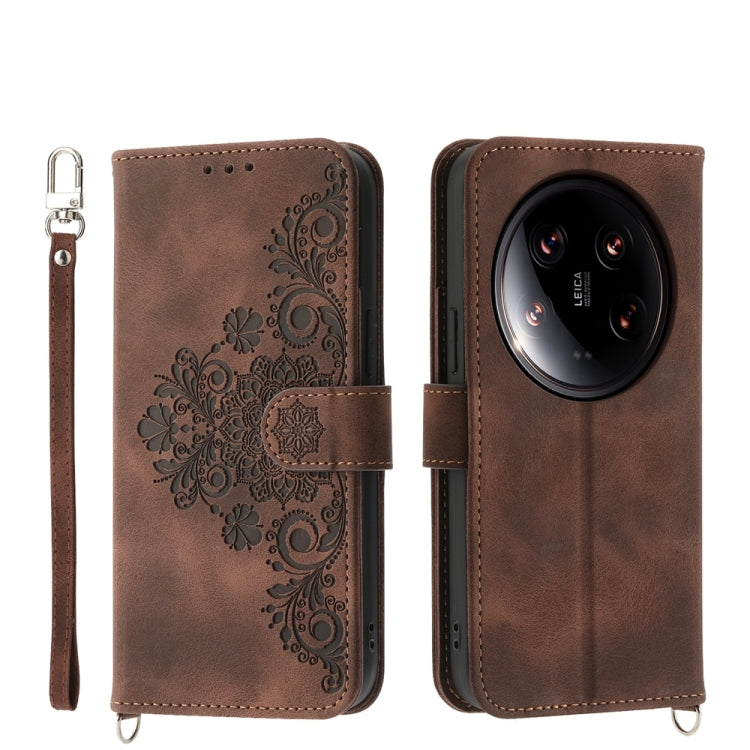 Custodia per telefono in pelle con portafoglio in rilievo con fiori al tatto, For Xiaomi 14 Ultra, For Xiaomi 14 Pro, For Xiaomi 14, For Xiaomi Redmi Note 13 5G