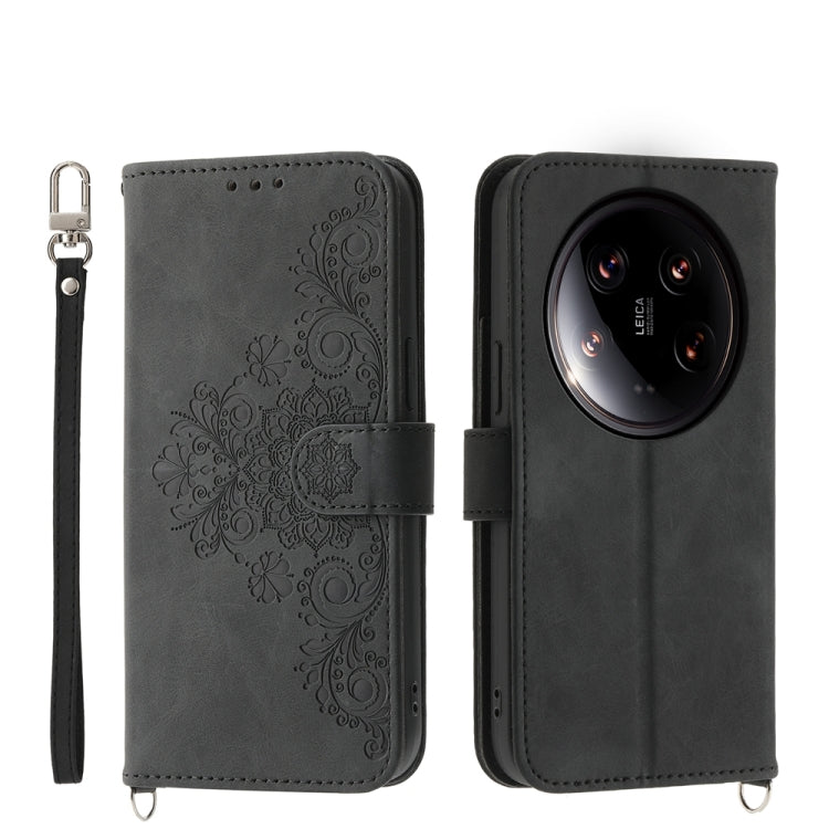Custodia per telefono in pelle con portafoglio in rilievo con fiori al tatto, For Xiaomi 14 Ultra, For Xiaomi 14 Pro, For Xiaomi 14, For Xiaomi Redmi Note 13 5G