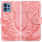 Custodia per telefono in pelle con motivo a tigre in rilievo, For Motorola Moto G14, For Motorola Edge 40, For Motorola Edge 40 Pro