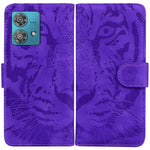 Custodia per telefono in pelle con motivo a tigre in rilievo, For Motorola Moto G Power 5G 2024, For Motorola Moto G84, For Motorola Moto G54, For Motorola Edge 40 Neo