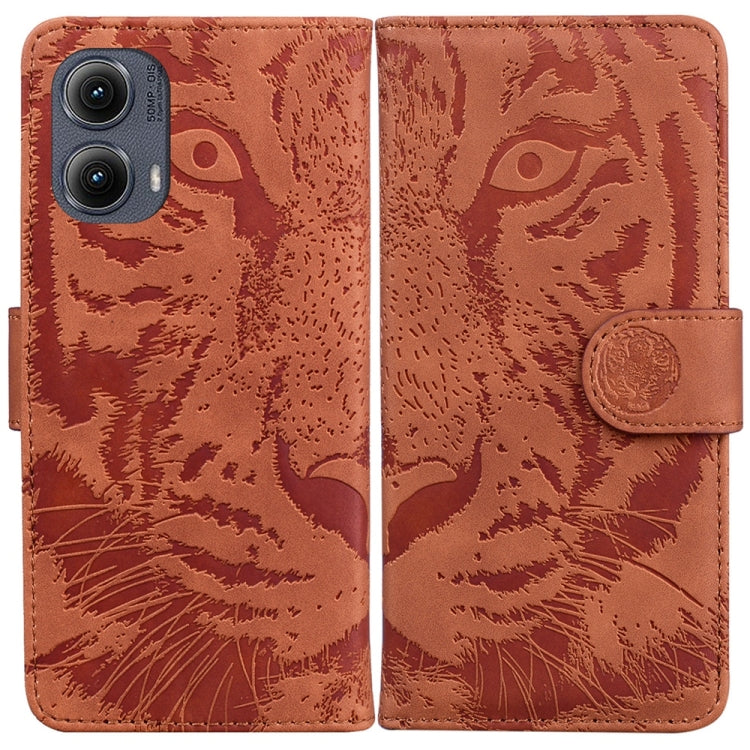 Custodia per telefono in pelle con motivo a tigre in rilievo, For Motorola Edge 50 Neo 5G Global, For Motorola Moto G04s / Moto E14, For Motorola Moto G85, For Motorola Edge 2024