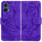 Custodia per telefono in pelle con motivo a tigre in rilievo, For Motorola Edge 50 Neo 5G Global, For Motorola Moto G04s / Moto E14, For Motorola Moto G85, For Motorola Edge 2024