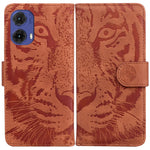 Custodia per telefono in pelle con motivo a tigre in rilievo, For Motorola Edge 50 Neo 5G Global, For Motorola Moto G04s / Moto E14, For Motorola Moto G85, For Motorola Edge 2024