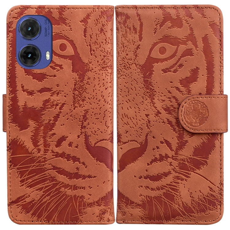 Custodia per telefono in pelle con motivo a tigre in rilievo, For Motorola Edge 50 Neo 5G Global, For Motorola Moto G04s / Moto E14, For Motorola Moto G85, For Motorola Edge 2024