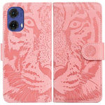 Custodia per telefono in pelle con motivo a tigre in rilievo, For Motorola Edge 50 Neo 5G Global, For Motorola Moto G04s / Moto E14, For Motorola Moto G85, For Motorola Edge 2024