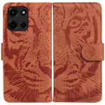 Custodia per telefono in pelle con motivo a tigre in rilievo, For Motorola Moto G 5G 2025, For Motorola Moto G75 5G, For Motorola Moto G35, For Motorola Moto G55
