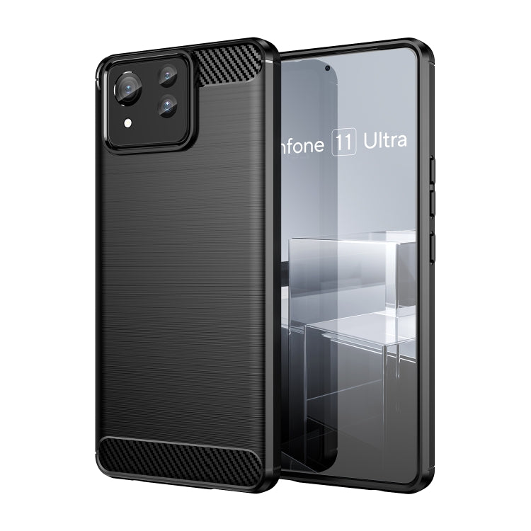 Custodia in TPU in fibra di carbonio con trama spazzolata, For Asus Zenfone 11 Ultra, For Asus Zenfone 10