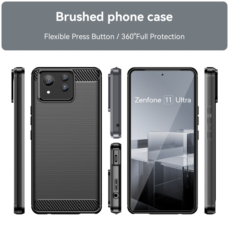 Custodia in TPU in fibra di carbonio con trama spazzolata, For Asus Zenfone 11 Ultra, For Asus Zenfone 10