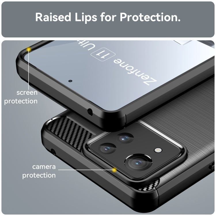 Custodia in TPU in fibra di carbonio con trama spazzolata, For Asus Zenfone 11 Ultra, For Asus Zenfone 10