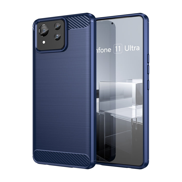 Custodia in TPU in fibra di carbonio con trama spazzolata, For Asus Zenfone 11 Ultra, For Asus Zenfone 10