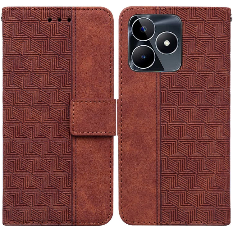 Custodia per telefono in pelle goffrata geometrica, For Realme 11 5G Global, For Realme 11 Pro / 11 Pro+ / Narzo 60 Pro, For Realme C53 / Narzo N53, For Realme C65 4G