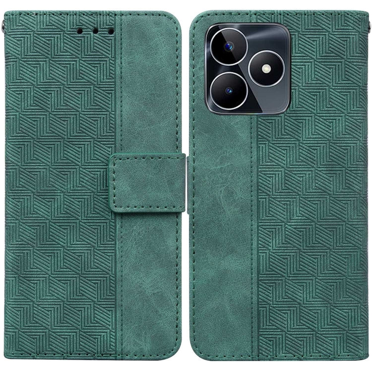 Custodia per telefono in pelle goffrata geometrica, For Realme 11 5G Global, For Realme 11 Pro / 11 Pro+ / Narzo 60 Pro, For Realme C53 / Narzo N53, For Realme C65 4G