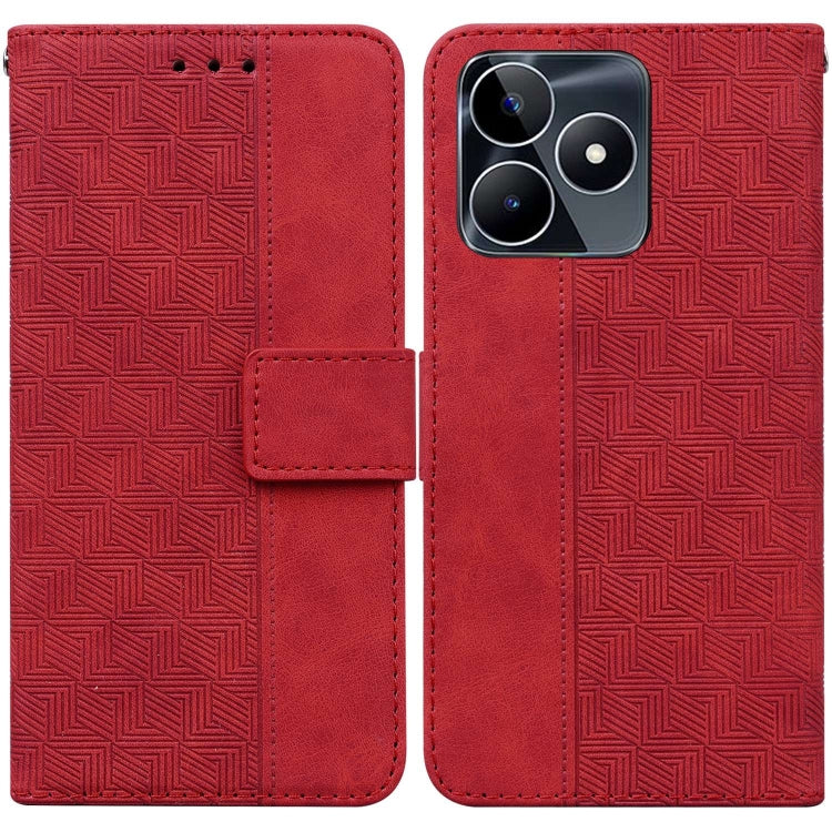 Custodia per telefono in pelle goffrata geometrica, For Realme 11 5G Global, For Realme 11 Pro / 11 Pro+ / Narzo 60 Pro, For Realme C53 / Narzo N53, For Realme C65 4G