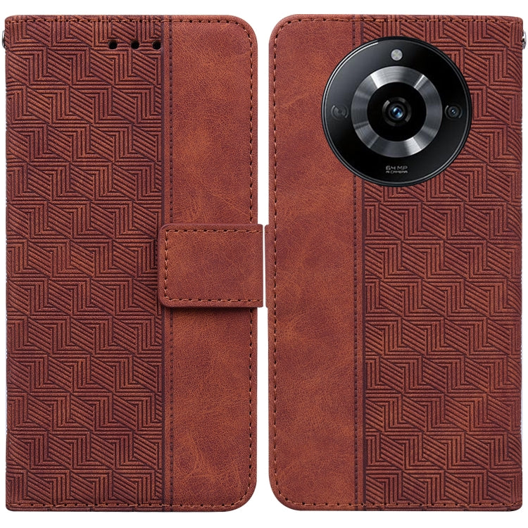 Custodia per telefono in pelle goffrata geometrica, For Realme 12 Pro+ Global, For Realme C67 4G Global, For Realme 11 4G Global, For Realme 11 5G/Narzo 60 India Version